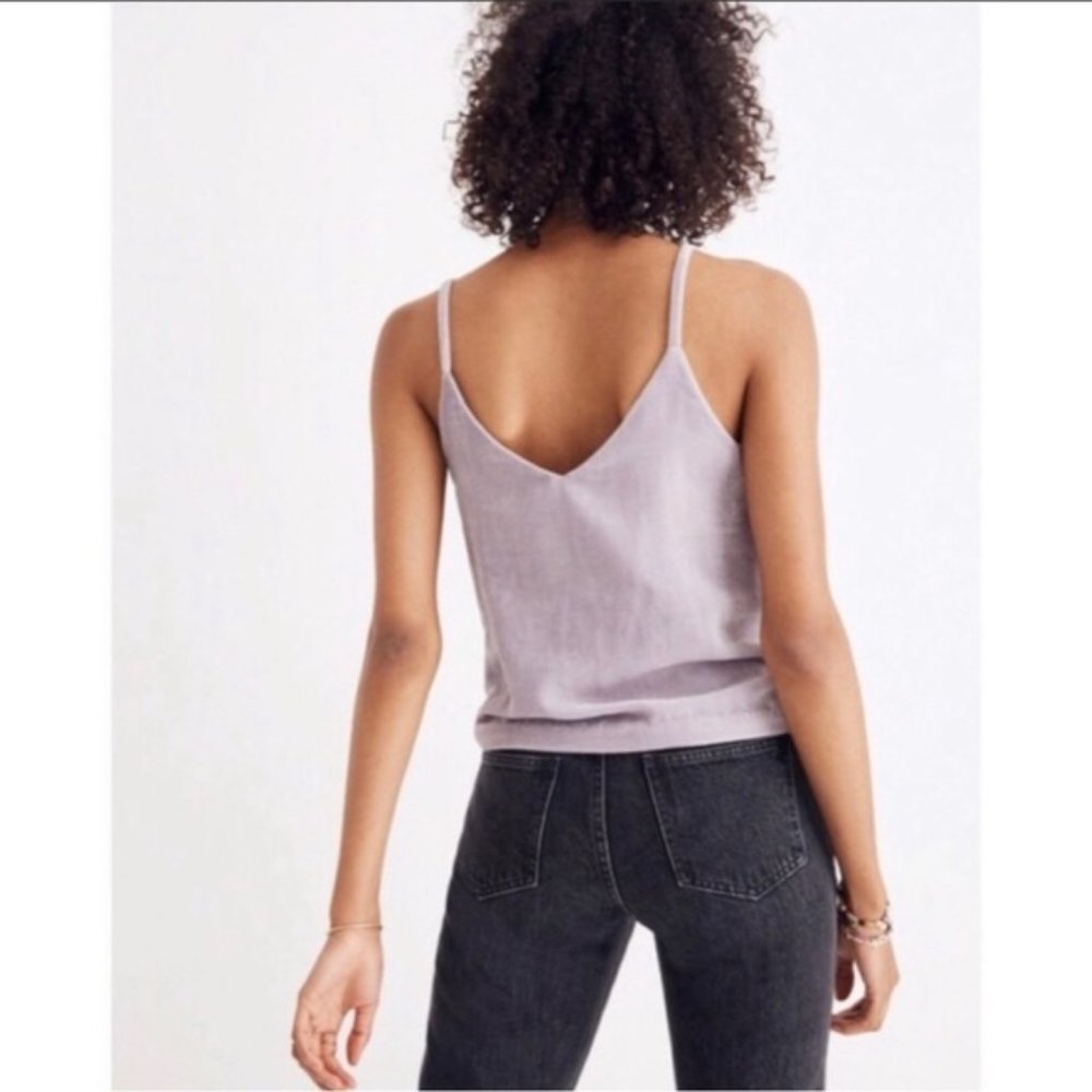 NWT Madewell Velvet Button-Down Cami Top - Lilac Purple - Size 14 - Picture 4 of 14